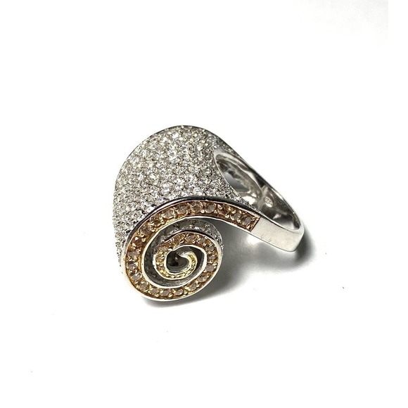 925 Sterling Silver Scroll Ring CZs Chunky Statement Size 8 20.70g - Picture 2 of 16